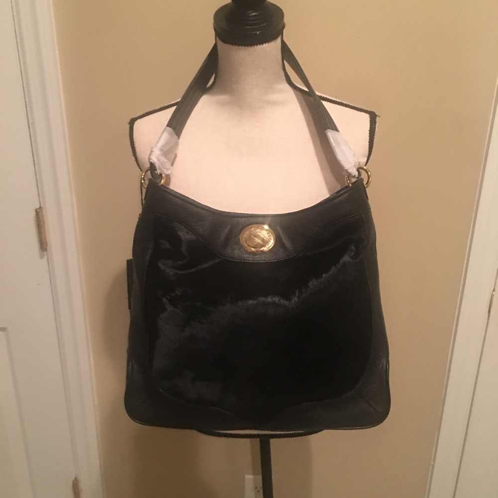 Bodhi Angelic Tote Elegant Black Leather Calf Hair Women's Bag NWT!!